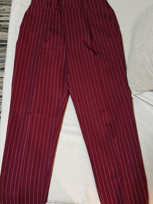 Pink Woman striped pants size M like new, high waist, burgundy
