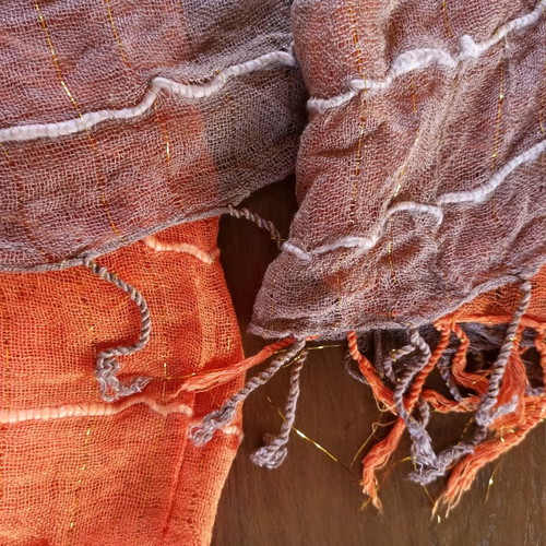 Cotton scarves new with subtle gold thread, set of 2 pieces