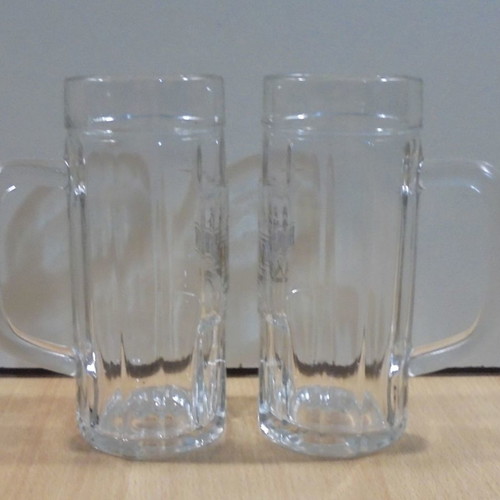 Holsten beer two used promotional glass mugs 0.25l