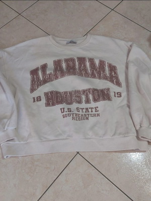 Crewneck Alabama Huston sweatshirt like new, Bershka, white beige, M