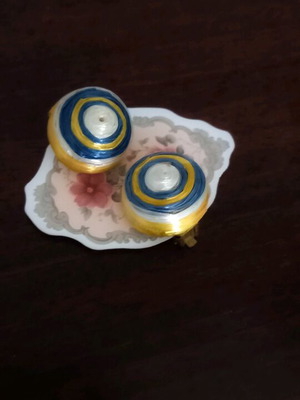 Earrings like new, blue and gold