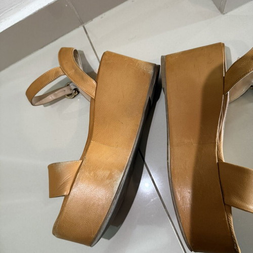 Platform sandals size 41 used, tan color, 8cm heel