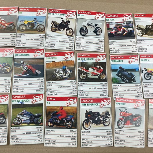 Bleck cards used, pack of 28, motorcycles