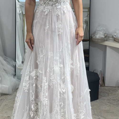 Boho Wedding Dress with Lace and Glitter Like New, Size S/M