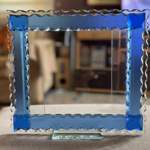 Glass frame with blue Amvolis details like new