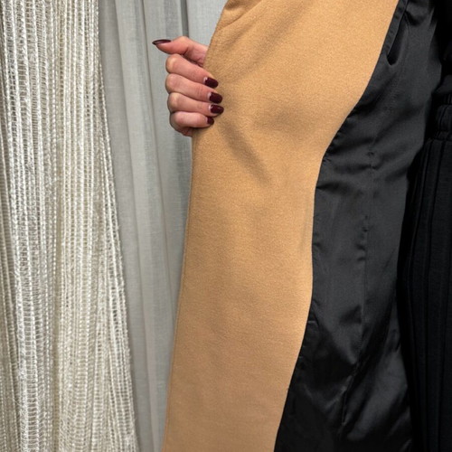 Minkpink beige women's coat like new with belt and impressive collar