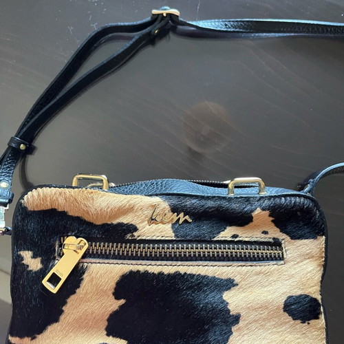 Kem leather crossbody bag used with animal print effect