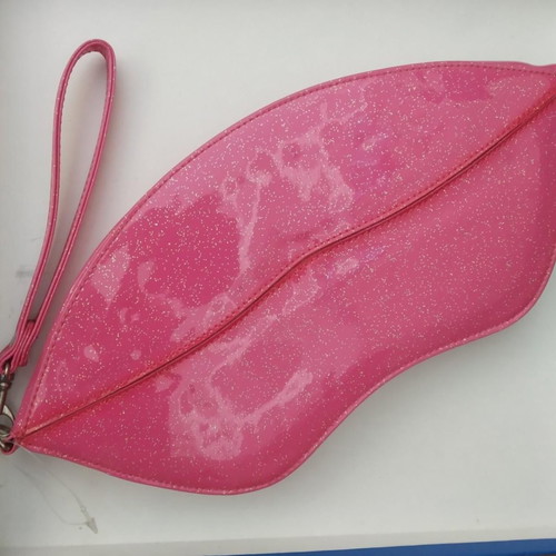 Pink envelope bag new with glitter and detachable handle
