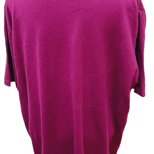 Vintage women's knitted blouse with short sleeves, cyclamen, used