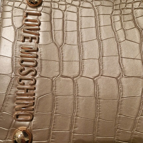 Love Moschino shoulder bag like new, metallic gold croco texture