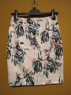 H&M Φούστα διπλή βραδυνή με παγιέτες και floral σχέδιο, καινούργια, μέγεθος S 36