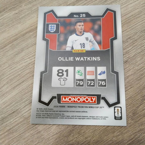 Ollie Watkins Monopoly FIFA football card new