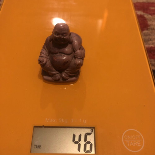 Vintage carved Laughing Buddha figurine used, soapstone, height 5 cm