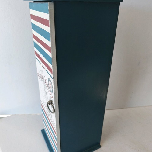 Wooden rectangular CD case blue red white like new