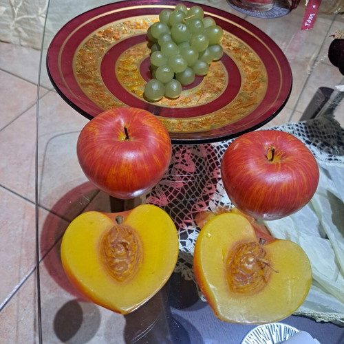 Decorative plate with wax fruit composition like new