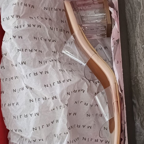 Marjin women's mules new, size 39, nude with transparent details
