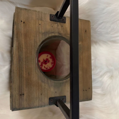 Wooden candle lantern like new, 21x19x26 cm