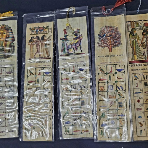 Set of 10 handmade bookmarks from authentic Egyptian papyrus