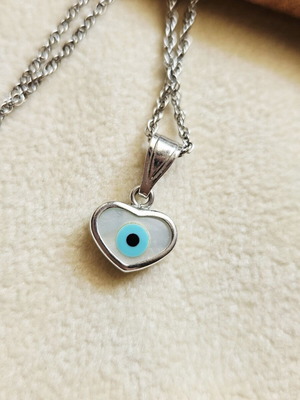 Silver 925 necklace with mother of pearl evil eye pendant