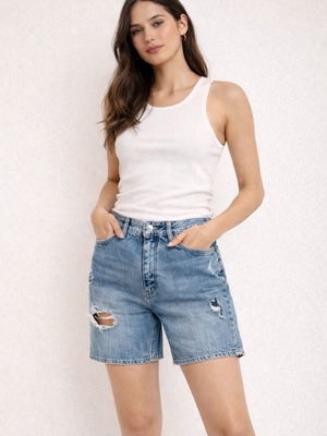 Jdy denim shorts used with rips, size M
