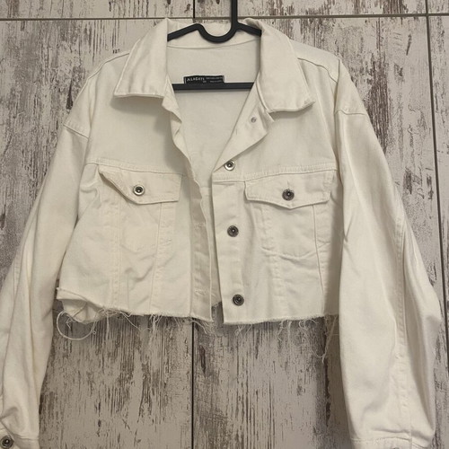 Cropped White Denim Jacket like new