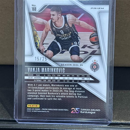 Panini Prizm Euroleague Vanja Marinkovic Green Pulsar 12/25 card new