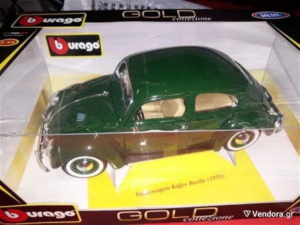  VW KAFER-BEETLE 1955 / BBURAGO / 1:18 - *RARE* GREEN COLOR / DIECAST