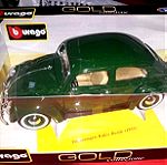  VW KAFER-BEETLE 1955 / BBURAGO / 1:18 - *RARE* GREEN COLOR / DIECAST