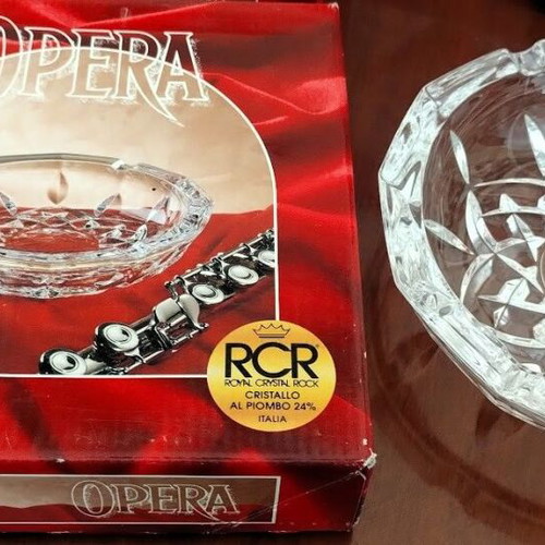 Large RCR Royal Crystal Rock 24% Crystal Ashtrays new, set of 4