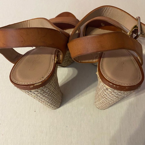 Attrattivo platform sandals like new, brown leather straps, 15 cm heel