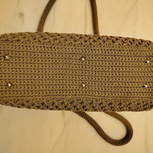 Handmade large knitted shoulder bag in brown color new