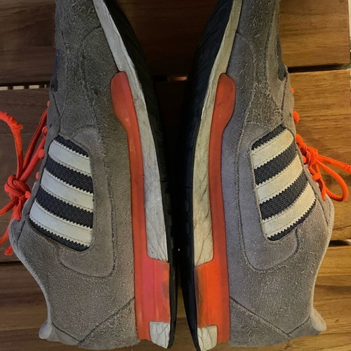 Adidas men's grey sports shoes with orange laces size 44.5