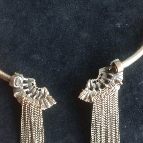 Vintage style Art Nouveau necklace used, bronze with zirconia