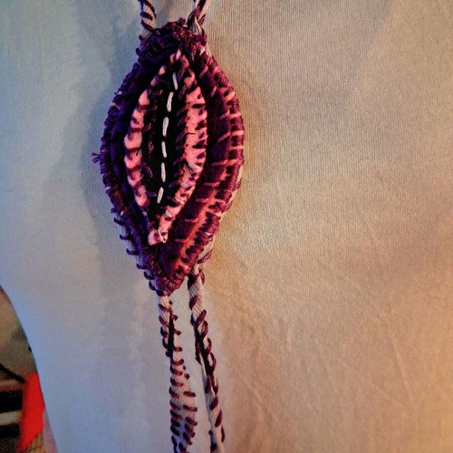 Handmade felt necklace new, pink and purple