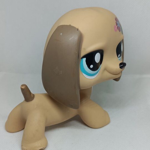 Littlest Pet Shop Jumbo Beige Dachshund figure used, Hasbro