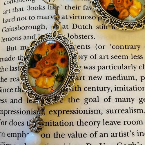 Vincent Van Gogh Sunflowers Handmade Statement Earrings Set