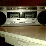  Vintage 80s Sharp GF-450 ραδιο κασέτα στερεοφωνικό Boombox Ghetto Blaster Silver
