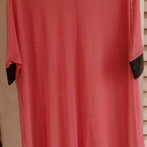 Tulle Sheer Blouse Dress like new, xxl-xxxl, pink with leather trims