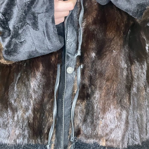 Mink fur coat like new, black, size L
