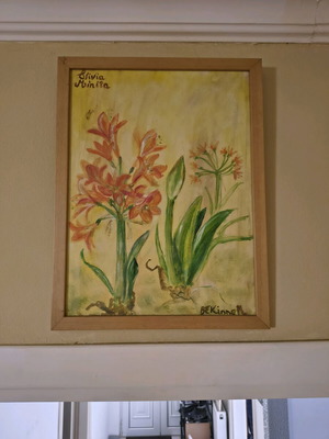 Amaryllis flowers painting used, signed original by Olivia Minita
