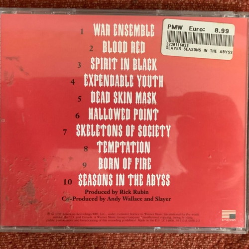 Slayer Seasons In The Abyss CD remastered like new, metal