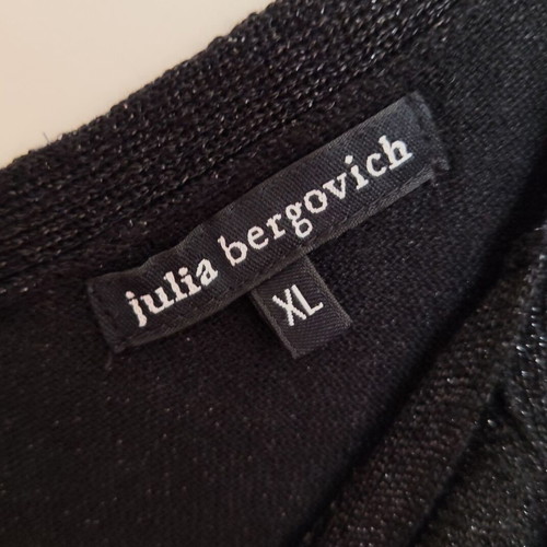 Julia Bergovich black sleeveless knit top with silver thread XL