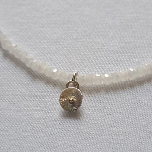 Choker with White Faceted Opalite Beads and 925 Silver Elements