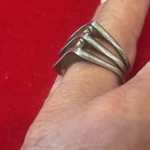 925 750 silver gold solid ring, size 58