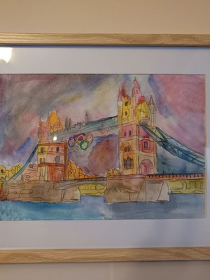Υδατογραφία Tower Bridge καινούργια, 30x40 εκ.