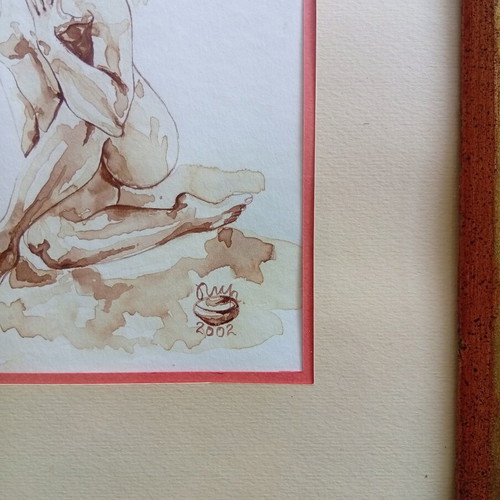 Nude body painting drawn with coffee, 34x22 cm