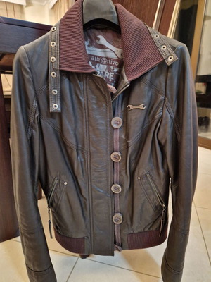 Attrattivo women's leather jacket used, brown, size M