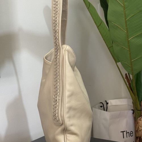 Callista Crafts Leather Hobo Shoulder Bag cream beige used
