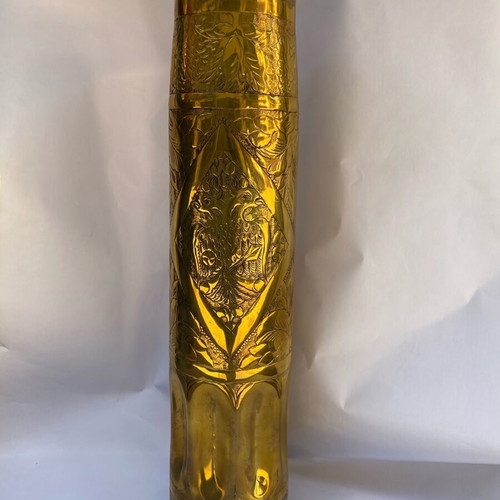 Carved brass casing new with Virgin Mary and double-headed eagle