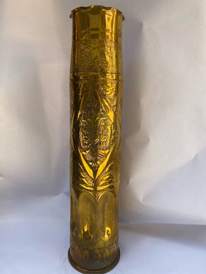 Carved brass casing new with Virgin Mary and double-headed eagle